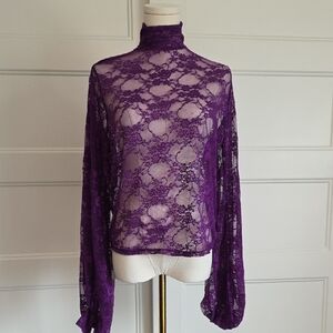 Elegant Purple Lace Women's Blouse